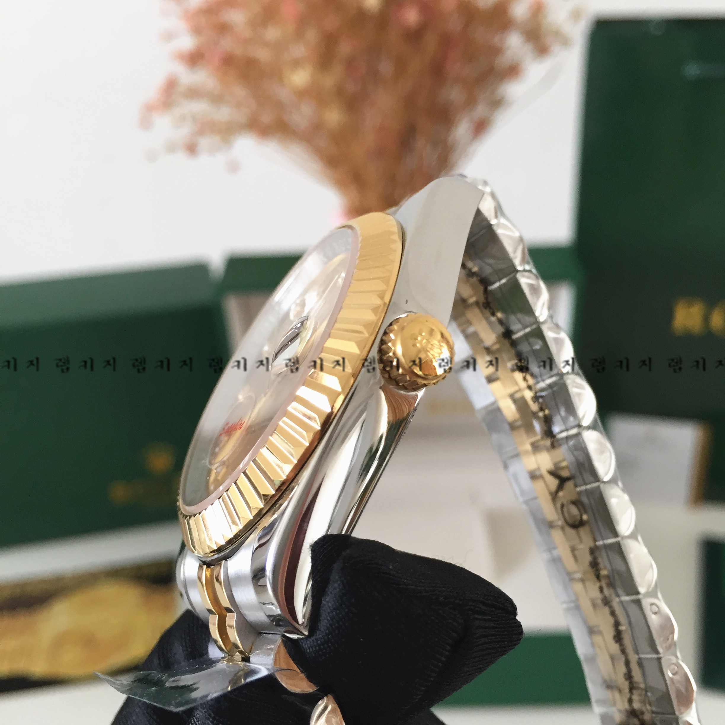 로렉스 텐포인트 금장 콤비 메탈시계 2중버클